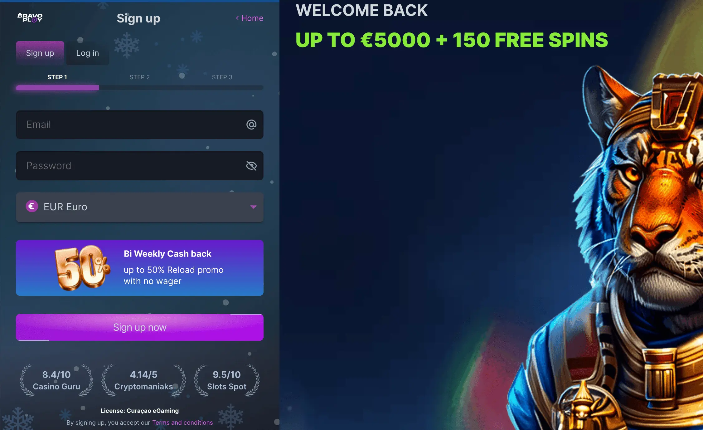 BravoPlay Casino Registration